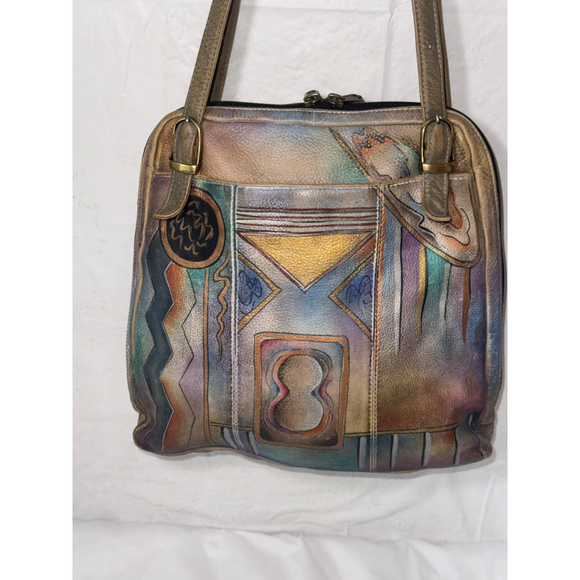 Anuschka Handbags - Vintage Anuschka Hand Painted Shoulder Bag Purse Genuine Leather